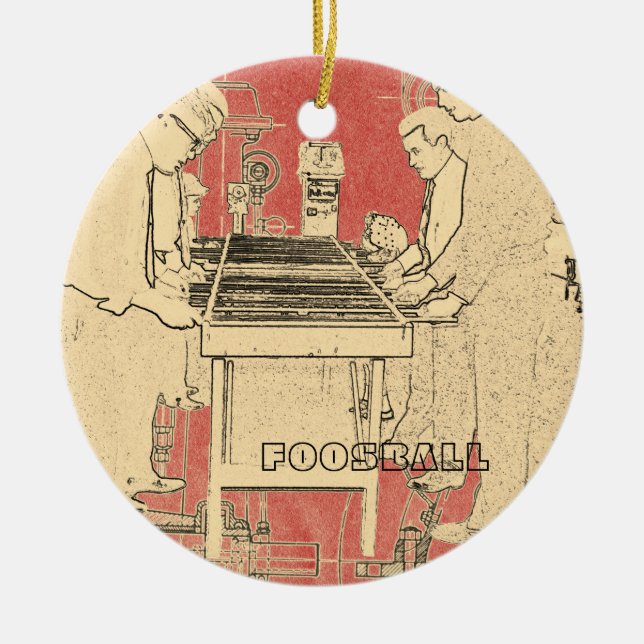 VINTAGER FOOSBALL FUZBOLL KERAMIK ORNAMENT (Vorne)