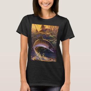 Vintager Forellenfisch Fischer, Sportfischerei T-Shirt