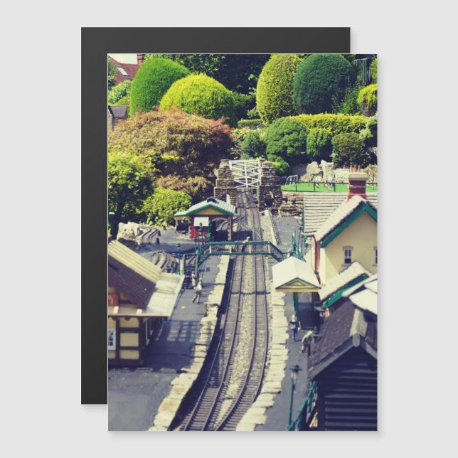 Vintager Fotodruck am Bahnhof Magnetkarte (Vorne/Hinten)