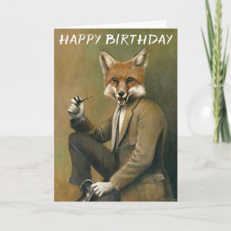 Vintager Fox im Anzug Geburtstagkarte Karte