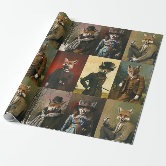 Vintager Fox in Bekleidungspapier Geschenkpapier (Ungerollt)