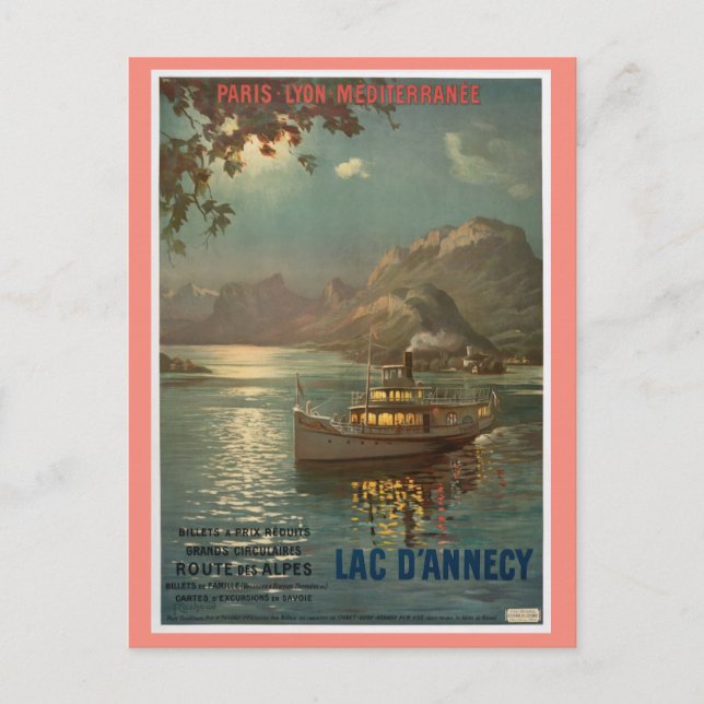 Vintager Frankreich Annecy-See Reisen Postkarte (Vorderseite)