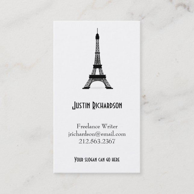 Vintager französischer Art-Schwarz-Eiffel-Turm Visitenkarte (Vorderseite)