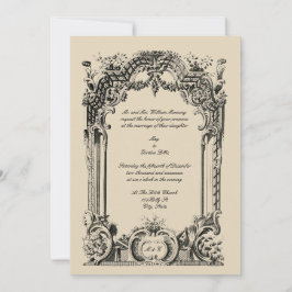 Vintager französischer barocker Rokoko Hochzeitsem Einladung
