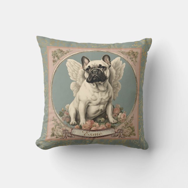 Vintager französischer Bulldog-Personalisiert-Thro Kissen (Vorderseite)