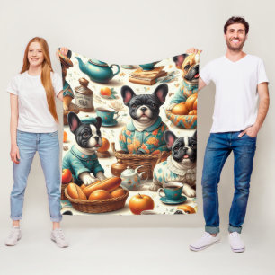 Vintager französischer Bulldog Seamless Fleecedecke