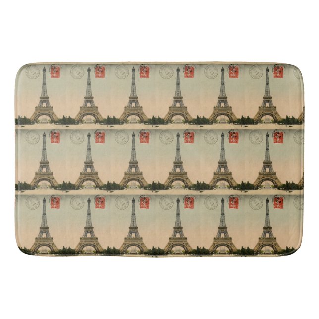 Vintager französischer Chic Paris Eiffel Tower Badematte (Vorderseite)