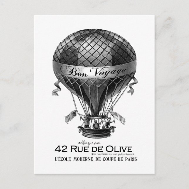 Vintager französischer Heißluftballon Postkarte (Vorderseite)