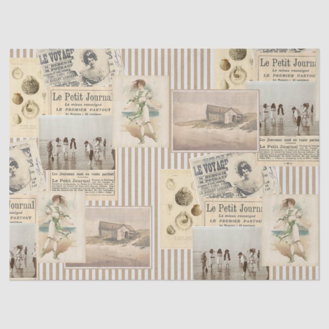 Vintager französischer Küstenstreifen Seidenpapier (Vorderseite)