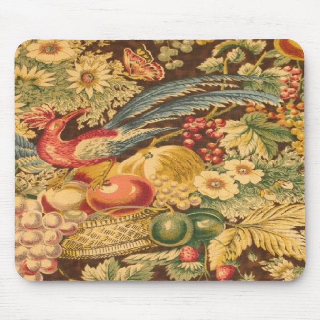 Vintager französischer Land-Vogel-Schmetterling Mousepad (Vorne)