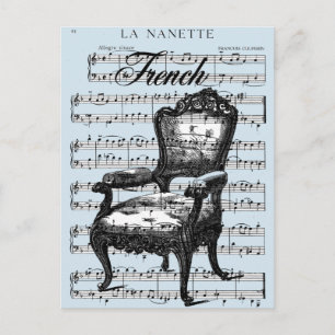 Vintager französischer Lehrstuhl und Musik Postkarte