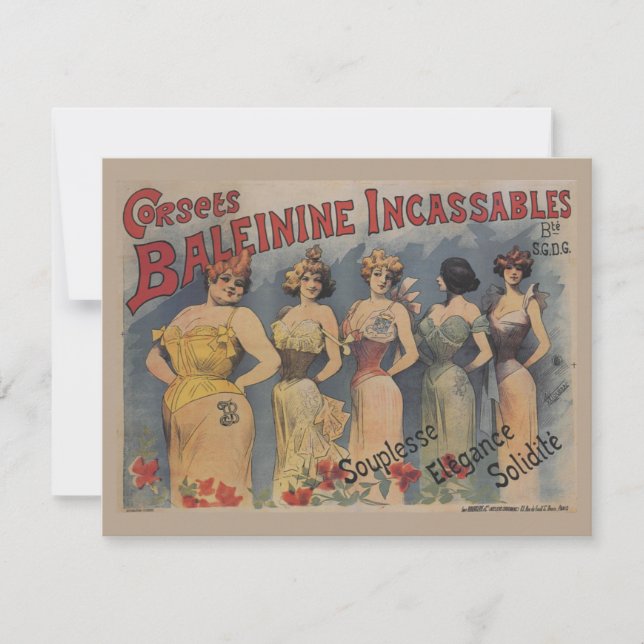 Vintager französischer Lingerie-Polterabend Einladung (Vorderseite)