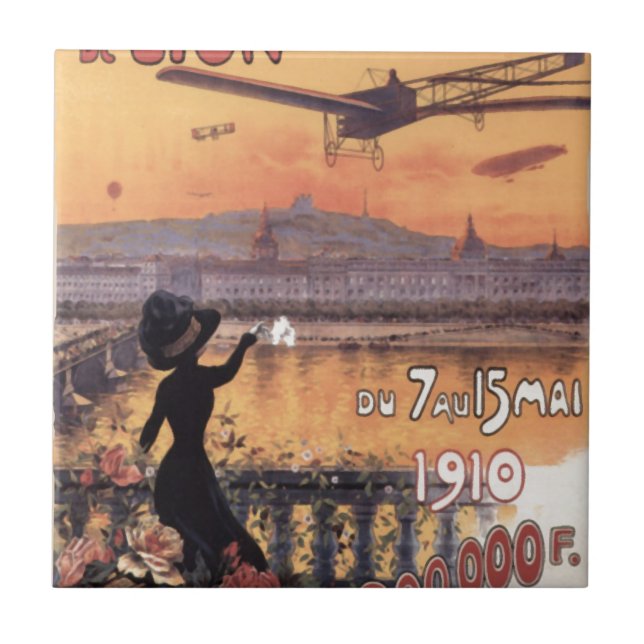 Vintager französischer Luftverkehr Fliese (Vorderseite)