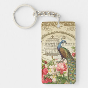 Vintager französischer Pfau-Schlüsselanhänger Schlüsselanhänger