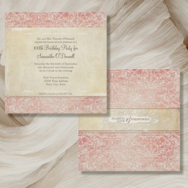 Vintager französischer Regency Lace 100. Geburtsta Einladung (Von Creator hochgeladen)