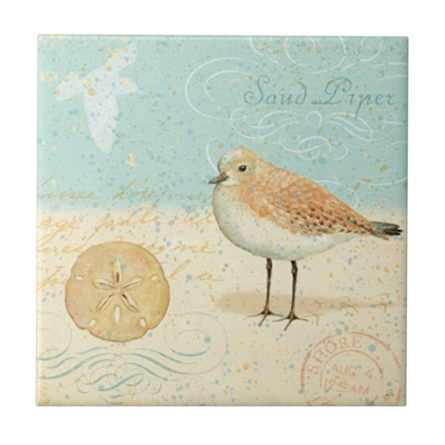 Vintager französischer Sand Piper Fliese (Vorderseite)