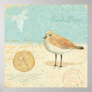 Vintager französischer Sand Piper Poster