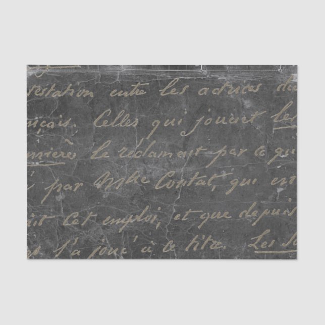 Vintager französischer Script-Chalkboard Seidenpapier (Vorderseite)