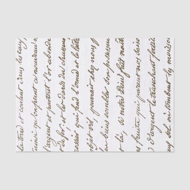 Vintager französischer Script-Gold-Harvest Seidenpapier (Vorderseite)