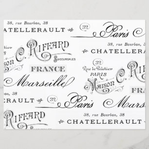 Vintager französischer Stadtname Paris Dekoupage S