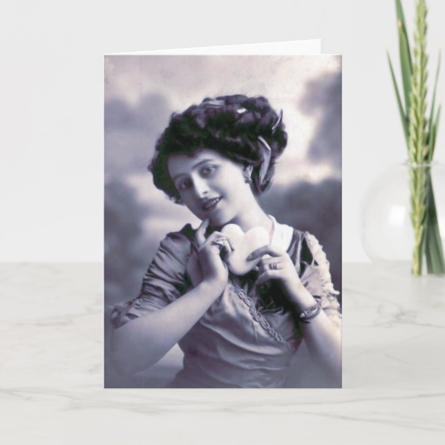 "Vintager französischer Valentine " Feiertagskarte (Vorderseite)