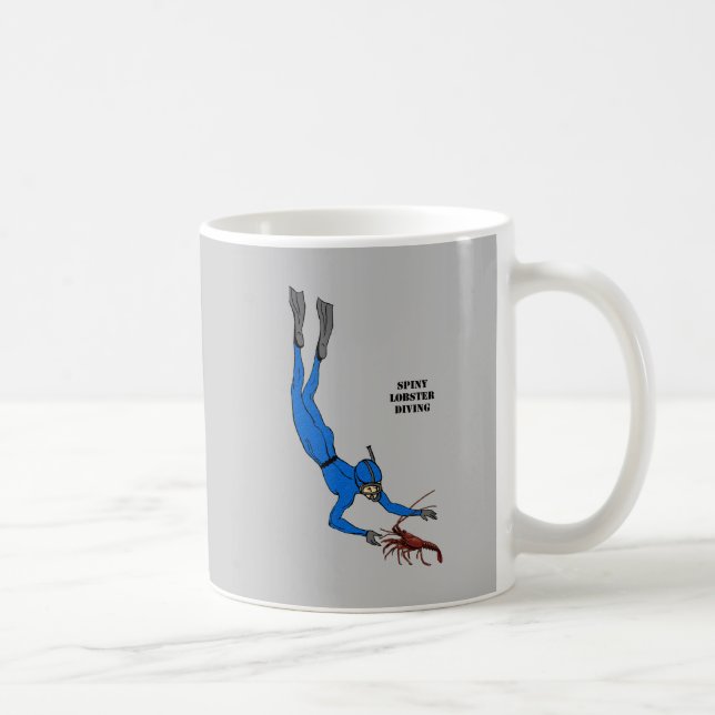 Vintager Freediving Diver Fangen einer Spiny Lobst Kaffeetasse (Rechts)