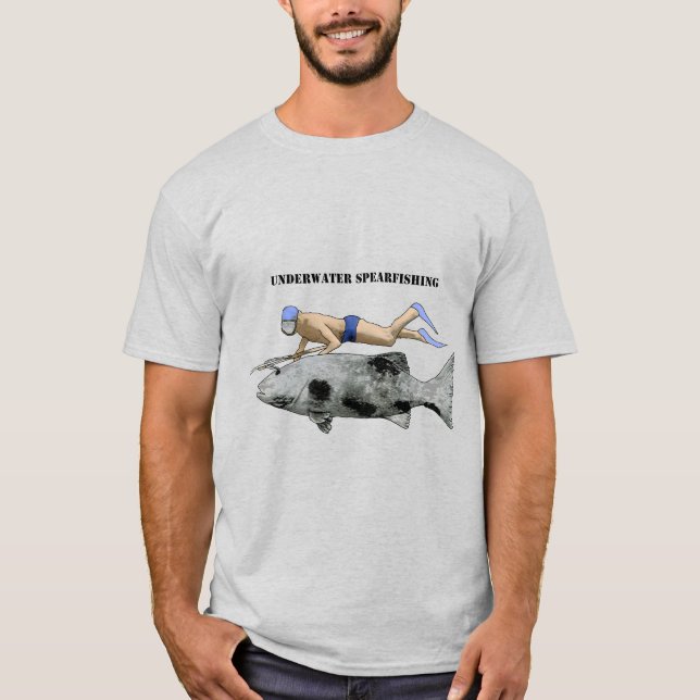Vintager Freediving Taucher mit Fisch T-Shirt (Vorderseite)