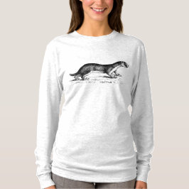 Vintager Frettchen Woodblock Handwerker-Art-T - T-Shirt