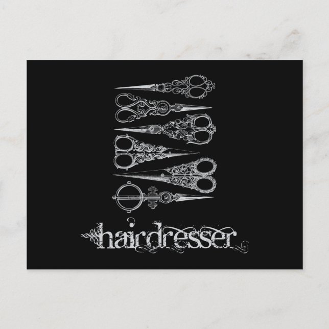 Vintager Friseur Klassische Schere Einladungspostkarte (Vorderseite)