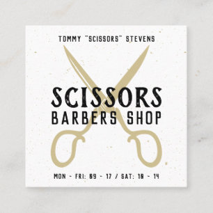 Vintager Friseursalon mit schwarzem Retro-Logo Quadratische Visitenkarte