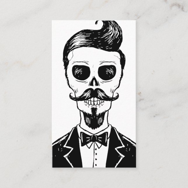 Vintager Friseursalon Skull Social Media Visitenkarte (Vorderseite)