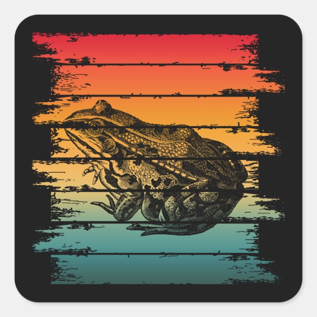 VINTAGER FROG QUADRATISCHER AUFKLEBER (Vorderseite)