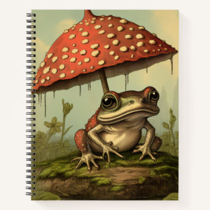 Vintager Frog Under Mushroom Spiral Notebook Notizbuch