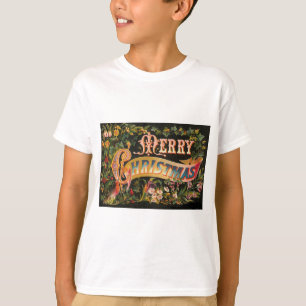 Vintager frohe Weihnacht-Blumen-Entwurf T-Shirt