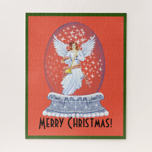 Vintager Frohe Weihnachtsangel Sparkling Snowglobe