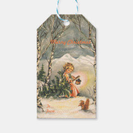 Vintager froher Weihnachtsurlaub Geschenkanhänger