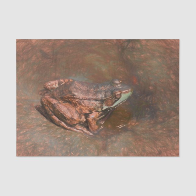 Vintager Frosch auf Felsen im Wasser Seidenpapier (Vorderseite)