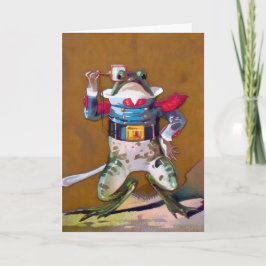 Vintager Frosch mit individuell anpassbarer Monocl Feiertagskarte