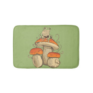 Vintager Frosch mit Pilzkern Badematte