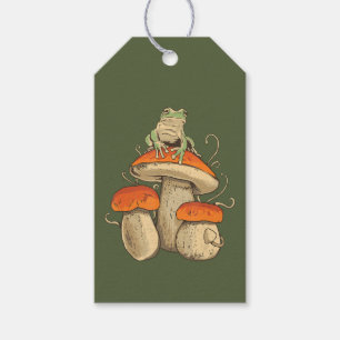 Vintager Frosch mit Pilzkern Geschenkanhänger