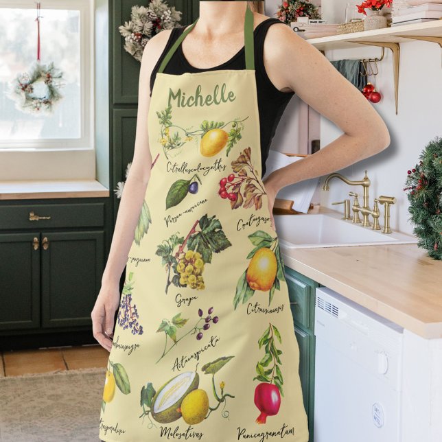 Vintager FruchtCollage Individuelle Name Schürze (Von Creator hochgeladen)
