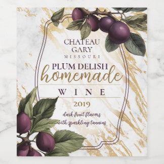 Vintager Fruchtpflaumenzweig personalisiert Weinetikett