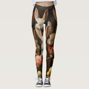 Vintager Frühling Ostereier Korb Bunny Hop Leggings