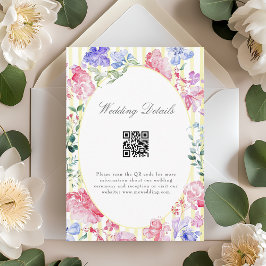 Vintager Frühlingsfloralhochzeitungsdetails QR-Cod Begleitkarte