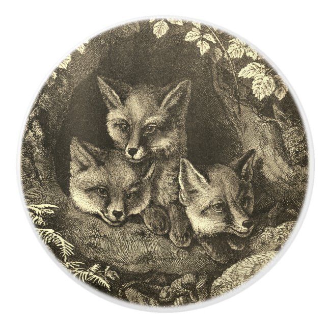 Vintager Fuchs Keramikknauf (Vorderseite)