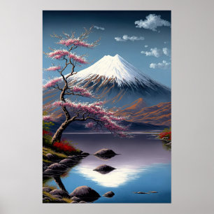Vintager Fuji Japanisches Kunstdruckposter Poster
