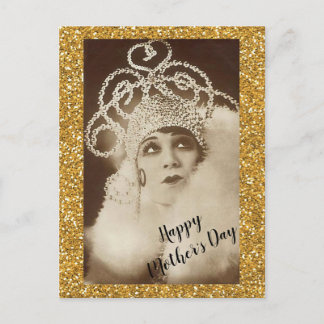 Vintager funkelnd Golddiva-Mutter-Tag Postkarte