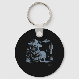 Vintager Funny 90er Western Cowboy Corgi Ufo Schlüsselanhänger