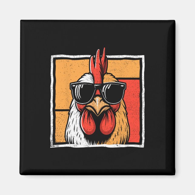 Vintager Funny Rooster Bauer Chickens Vathetag Magnet (Vorne)