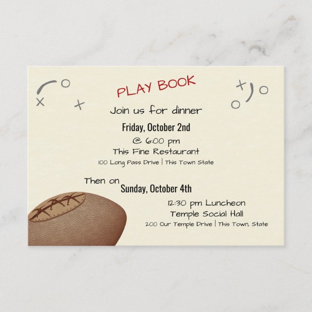 Vintager Fußball-Pass Bar Mitzvah Itinerary Begleitkarte (Vorderseite)